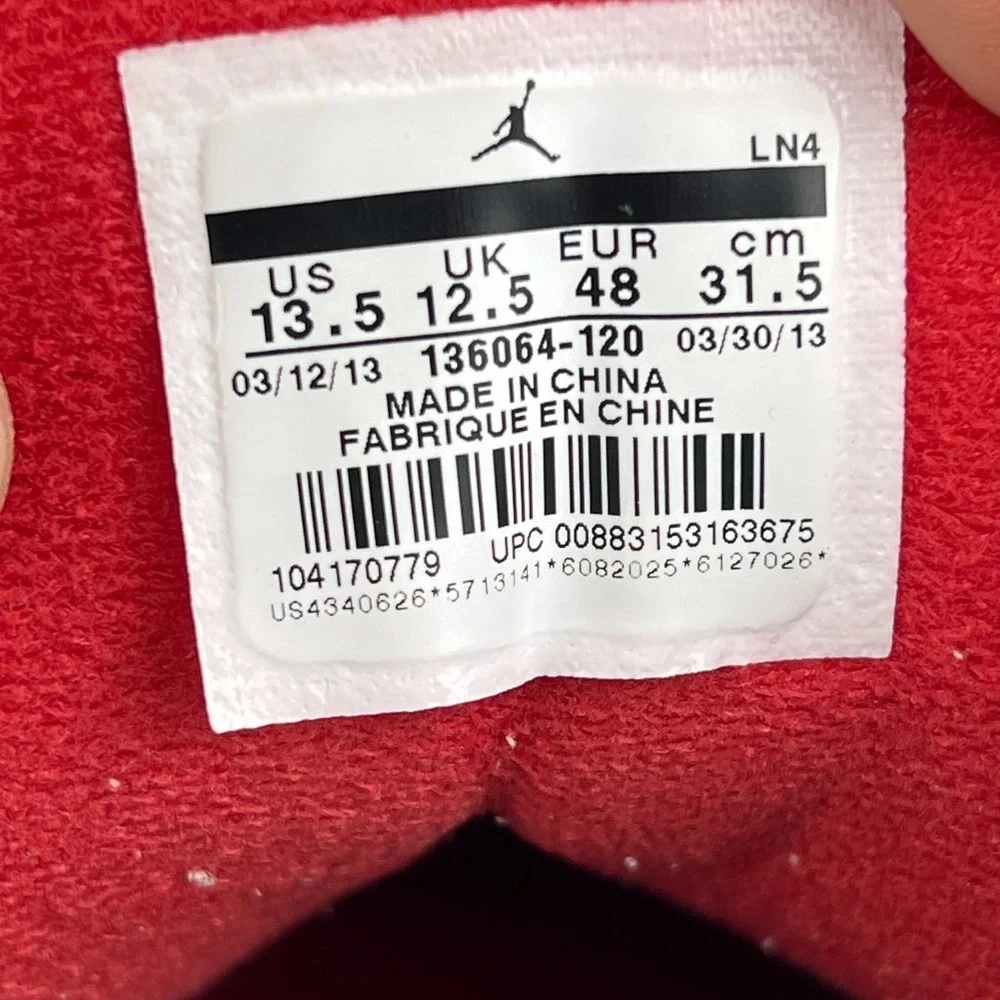 Nike Air Jordan 3 Retro Fire Red Mens Size 13.5 White Sneakers Shoes 136064-120